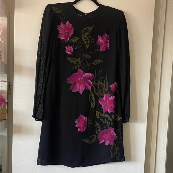 Liz Claiborne| Floral print cocktail dress|Black| 4P| EUC - Picture 2 of 10